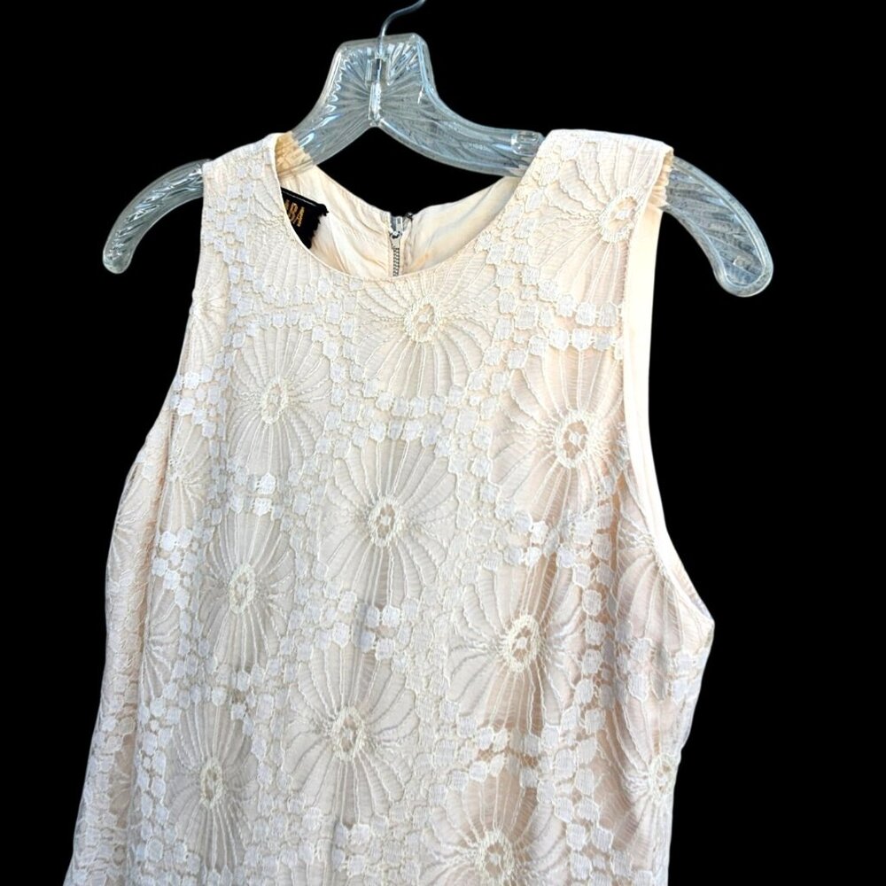 Vintage 1960s Saba California Lace Dress Set Size S Wedding Neutral A-line - Picture 12 of 16
